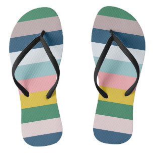 Farbige Streifen Grün Blau Rosa Flip Flops