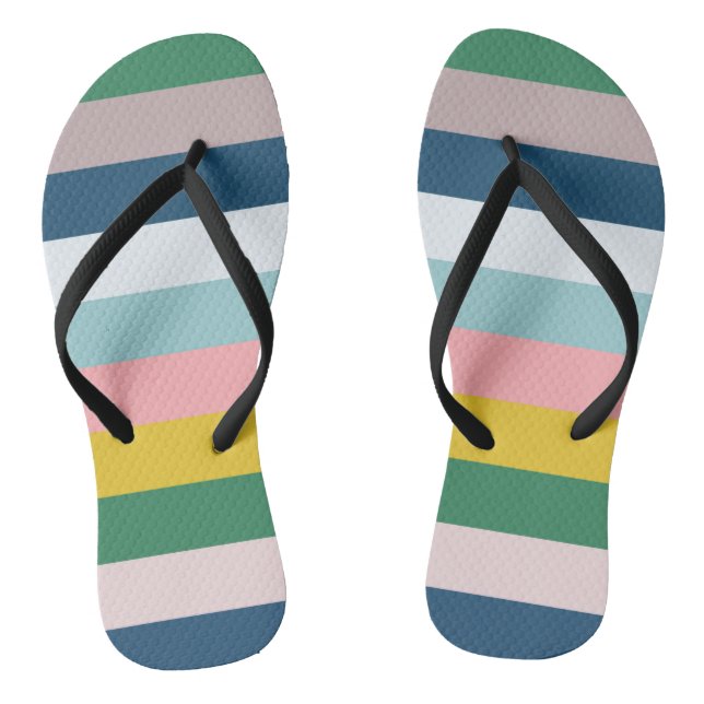Farbige Streifen Grün Blau Rosa Flip Flops (Fußbett)