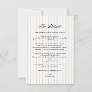 Farbige Streifen Hochzeitsdetails Foto Beilage Ca RSVP Karte