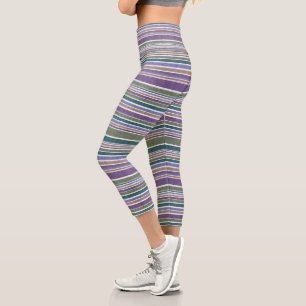 farbige Streifen Imitat Wolle Capri Leggings
