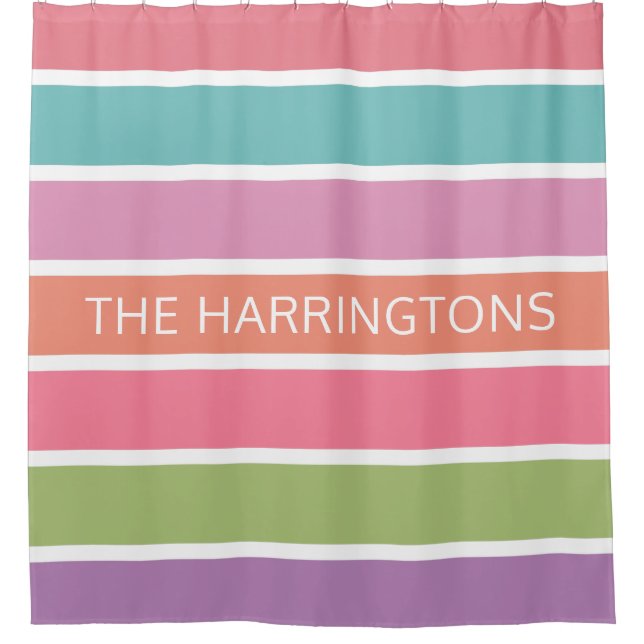 Farbige Streifen individuelle Name Duschvorhang (Vorderseite)
