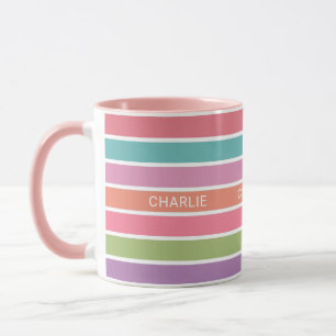 Farbige Streifen individuelle Name Tasse