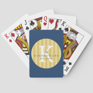 Farbige Streifen-Kreis-Familienmonogramm Spielkarten