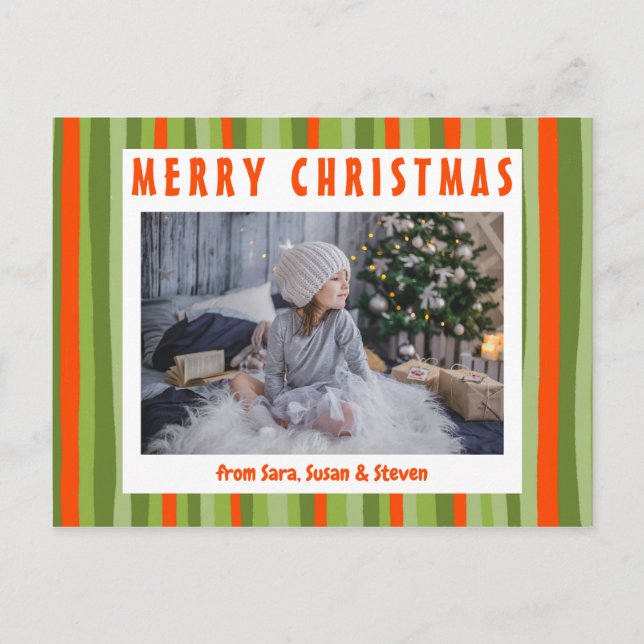 Farbige Streifen Minimalistisch CUSTOM FOTO Urlaub Postkarte (Vorderseite)