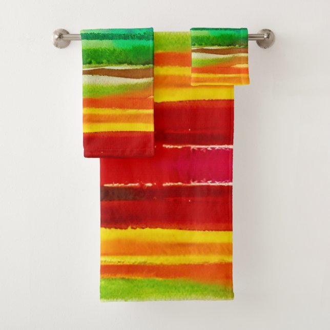 Farbige Streifen Moderne Künstlerische Regenbogenf Badhandtuch Set (Insitu)