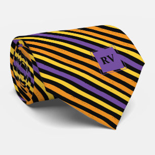 Farbige Streifen Monogramm Pupille Orange und Schw Krawatte