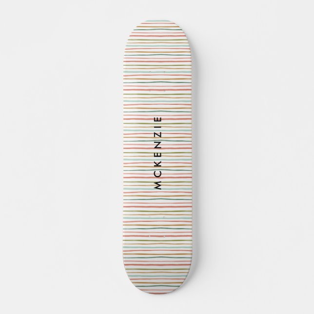 Farbige Streifen Personalisiert Name Skateboard (Vorne)