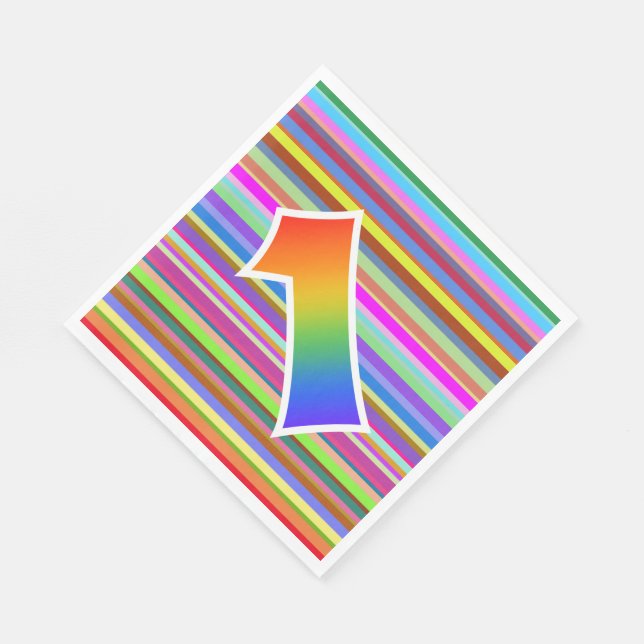 Farbige Streifen + Regenbogenmuster "1" Ereignis # Serviette (Ecke)