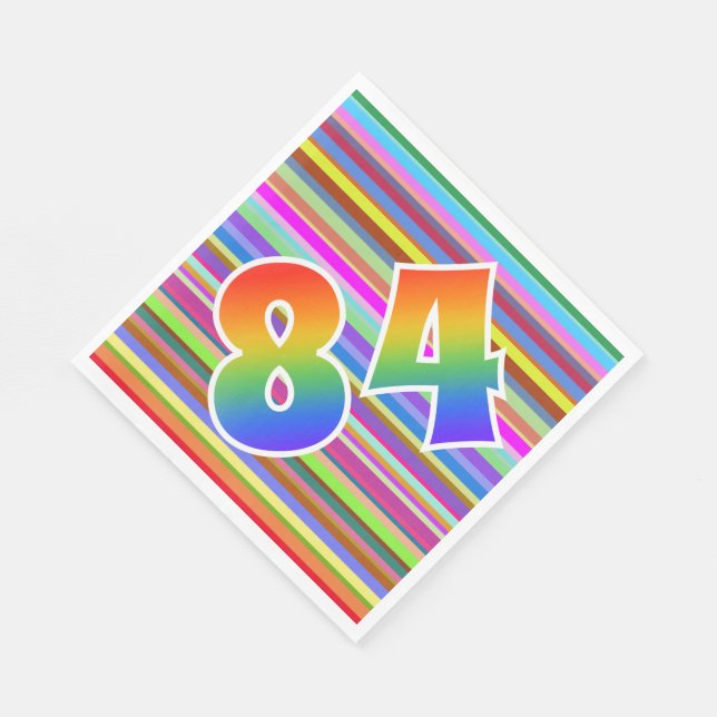 Farbige Streifen + Regenbogenmuster "84" Event # Serviette (Ecke)
