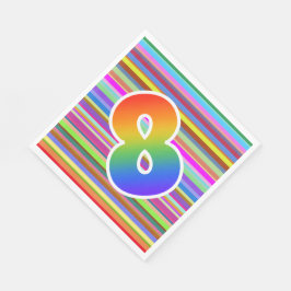 Farbige Streifen + Regenbogenmuster "8" Ereignis # Serviette
