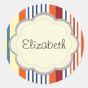 Farbige Streifen, Regenbogenstreifen, Ihr Name Runder Aufkleber