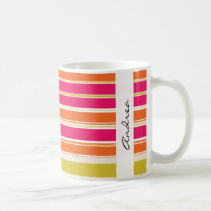 Farbige Streifen, Regenbogenstreifen, Ihr Name Tasse