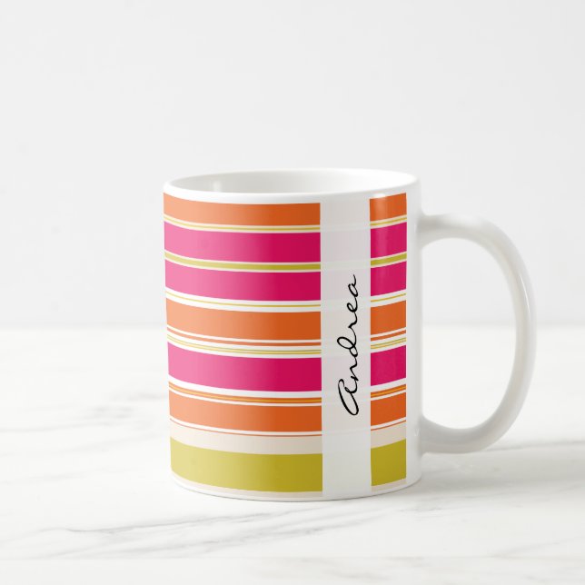 Farbige Streifen, Regenbogenstreifen, Ihr Name Tasse (Rechts)
