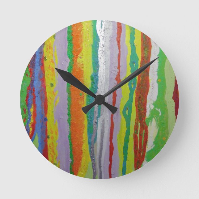 Farbige Streifen Runde Wanduhr (Vorderseite)