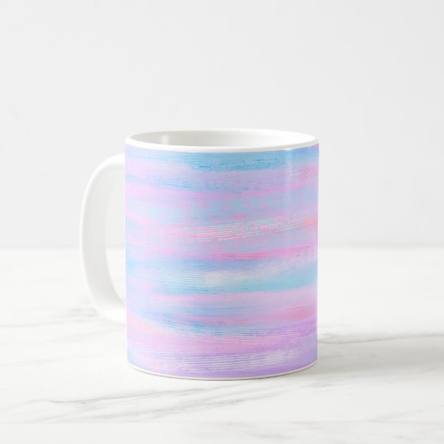 Farbige Streifen Türkis Pink Lila Kaffeetasse (Vorderseite Links)