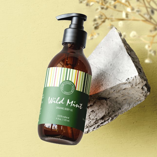 Farbige Streifen und grünes, kosmetisches Flaschen Rechteckiger Aufkleber (Von Creator hochgeladen)