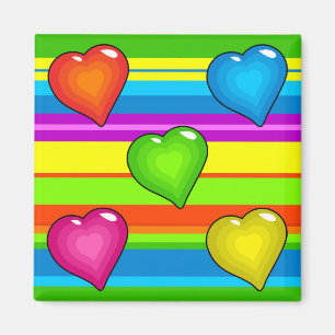 Farbige Streifen und Herzen Magnet
