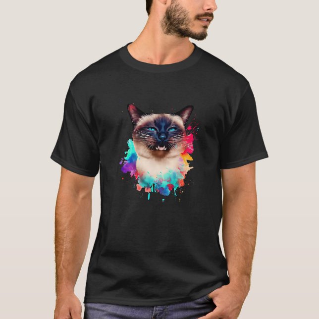 Farbige Streifen von siamesischen Katzen, die Abst T-Shirt (Vorderseite)