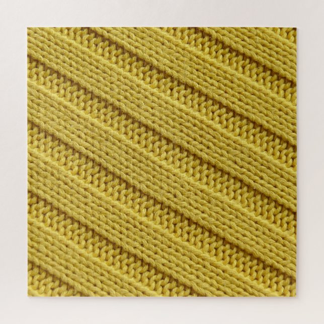 Farbige Stricktextilien, gelbe Textur. Puzzle (Vertikal)