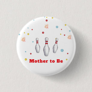 Farbige Strike Up Bowling Sport Baby Shower Button