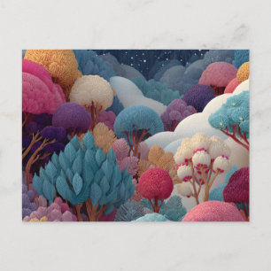 Farbige strukturierte fantastische Waldlandschaft Postkarte