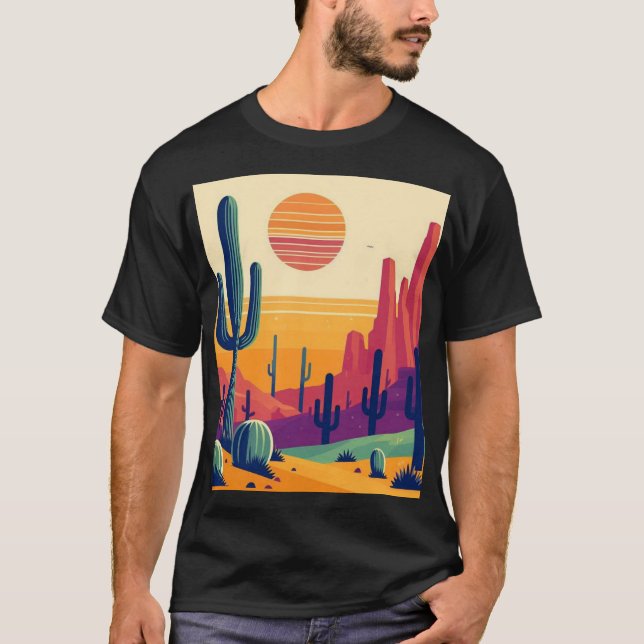 Farbige südwestliche Wüstenkunst T-Shirt (Vorderseite)