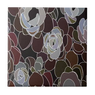 Farbige Sukkulenten Blumenmuster  Fliese