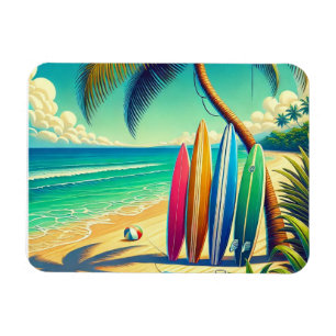 Farbige Surfbretter am Strand Magnet