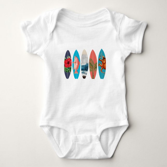 Farbige Surfbretter Baby Strampler (Vorderseite)