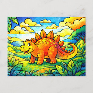 Farbige Süße Dinosaurier Kinder Feiertagspostkarte