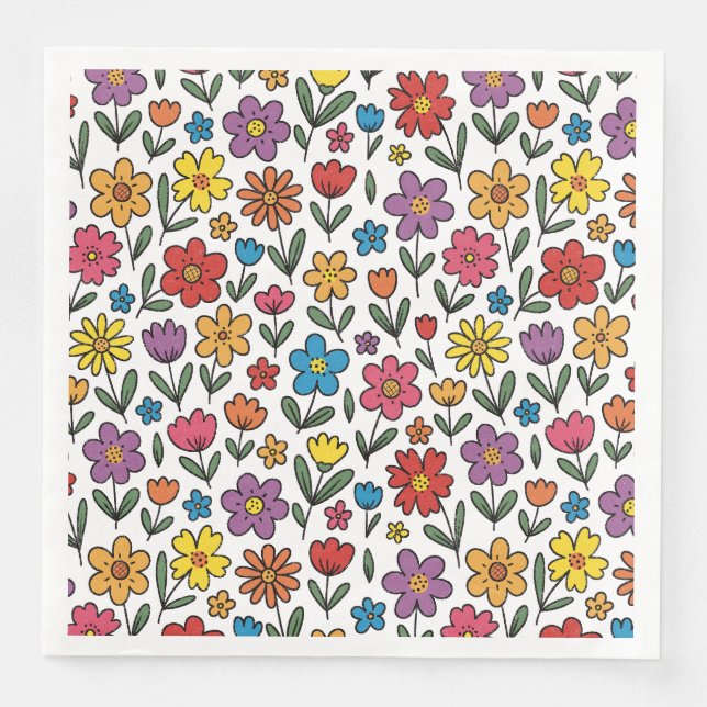 Farbige süße Frühlingsblumen Servietten (Vorderseite)
