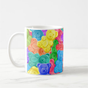 Farbige süße Geleebären, Gummibonbons. Nahtlos Kaffeetasse