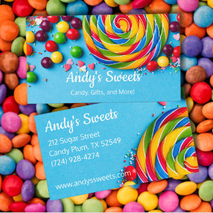 Farbige Süßigkeiten Candy in fett Blau Visitenkarte