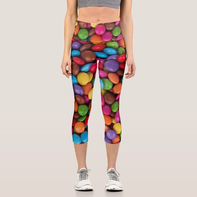 Farbige Süßigkeiten, Süßigkeiten, Süßigkeiten, Leb Capri Leggings (Vorderseite)