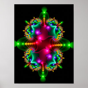 Farbige Symmetrie Fraktal Poster