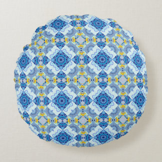 Farbige symmetrische nahtlose Muster, Design in b Rundes Kissen