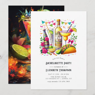 Farbige Tacos- und Tequila-Fiesta-Junggesellinnen- Einladung