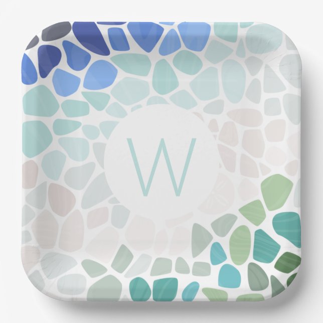 Farbige Tafel aus Meerglas Pappteller (Vorderseite)