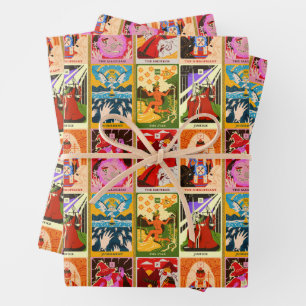 Farbige Tarot-Kartendarstellung Geschenkpapier Set