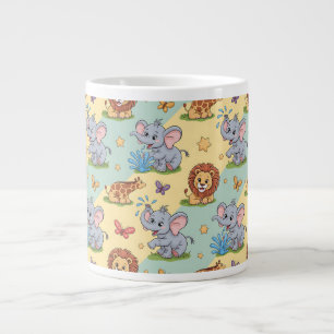 Farbige Tasse mit spielerischen Tierillustrationen