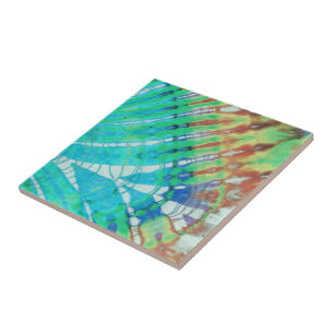 Farbige Tealbraune Abstrakte Moderne Batik-Tie-Dye Fliese