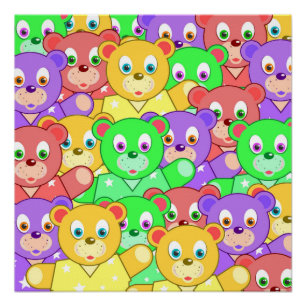 FARBIGE TEDDYBÄREN POSTER