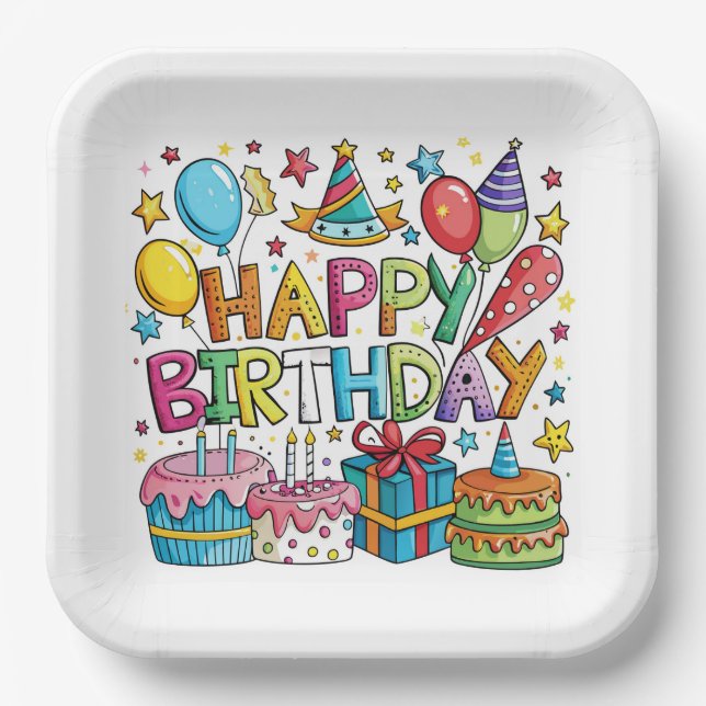 Farbige Teller zum Geburtstag (Vorderseite)