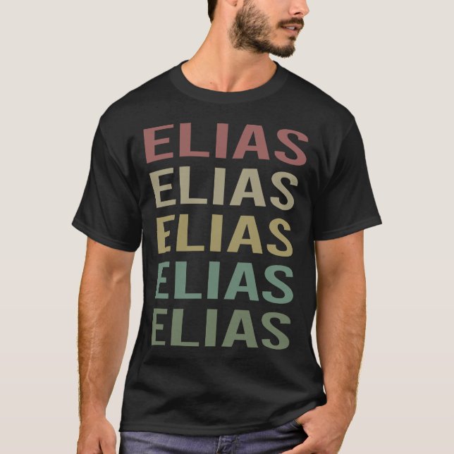 Farbige Text Art - Elias Name T-Shirt (Vorderseite)