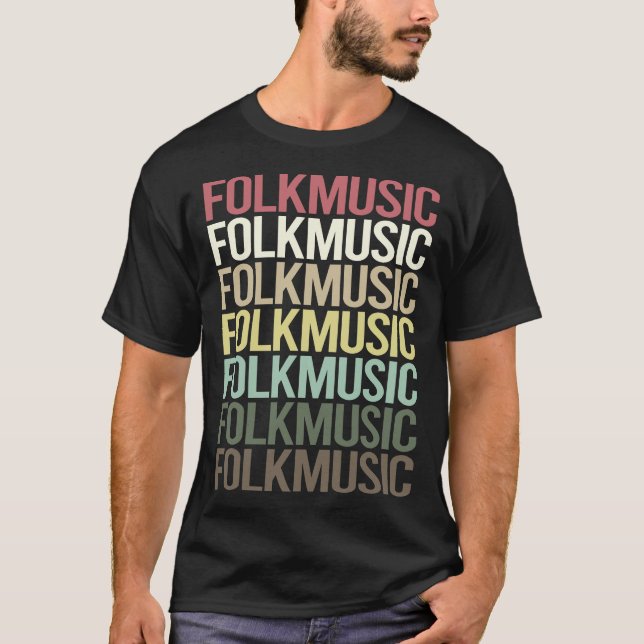 Farbige Text Folksmusik T-Shirt (Vorderseite)