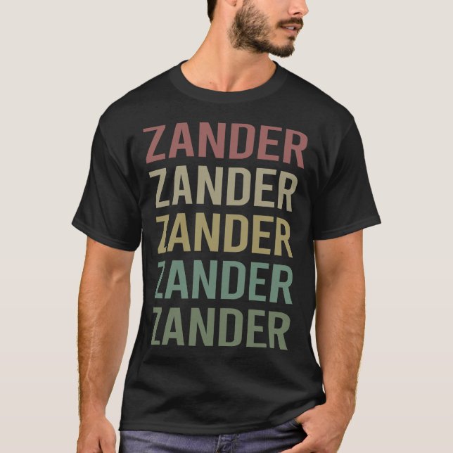 Farbige Textkunst - Name Zander T-Shirt (Vorderseite)