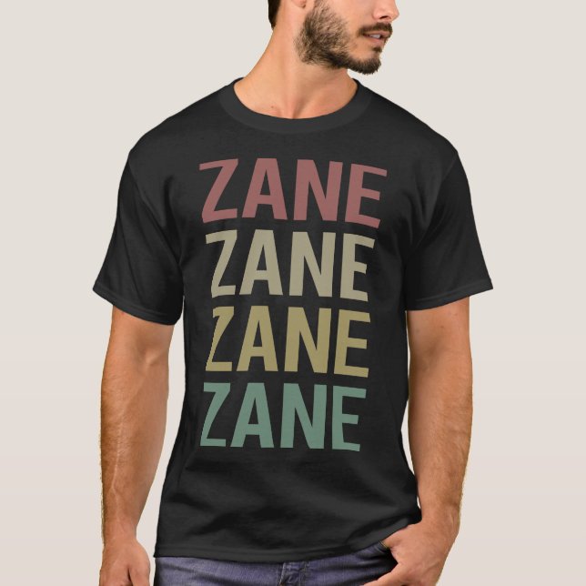 Farbige Textkunst - Zane Name T-Shirt (Vorderseite)