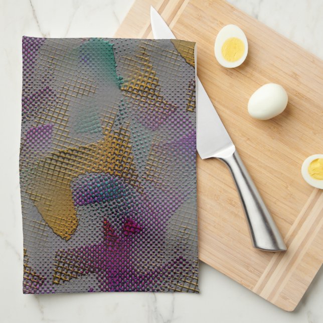 Farbige Textur mit Flecken, kleine geometrische Fo Geschirrtuch (Viertel Falte)