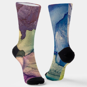 Farbige Texturierte Alkoholtupfer Abstrakte Kunst Socken