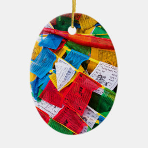 Farbige tibetische Gebetsflaggen - Tibet Keramik Ornament